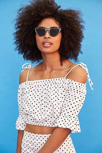 Polka Dot Open-shoulder Top