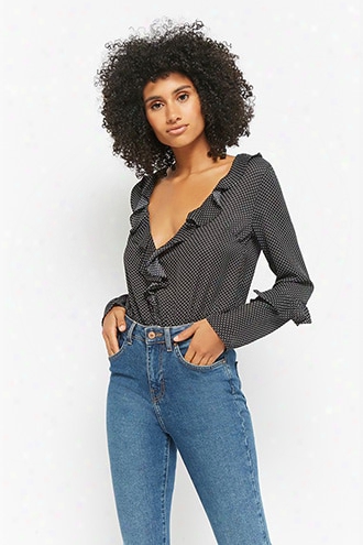 Polka Dot Ruffle-trim Bodysuit