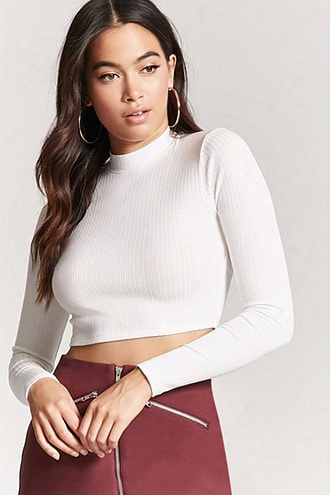 Ribbed Knit Mock Neck Top