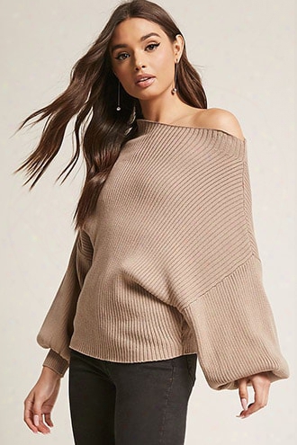 Ribbed Knit One-shoulder Sweater