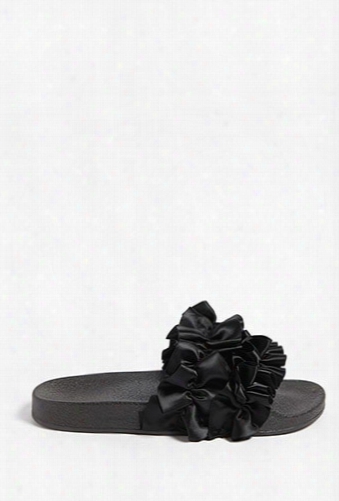 Ruched Ribbon Slide Sandals