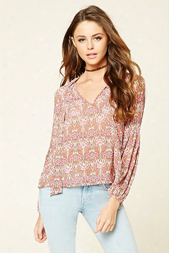 Semi-sheer Floral Blouse