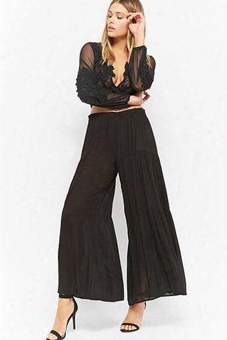 Semi-sheer Gauze Palazzo Pants