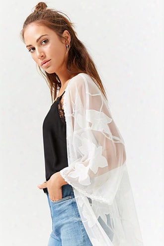 Sheer Embroidered Longline Kimono