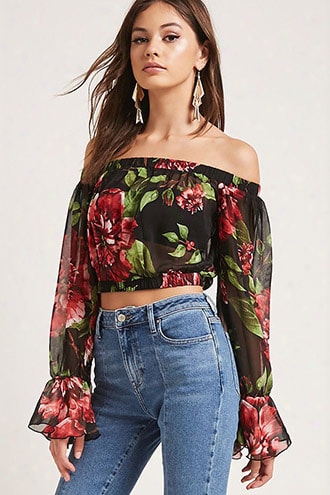 Sheer Floral Crop Top