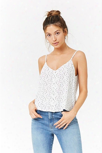 Star Print Button-front Cami Top