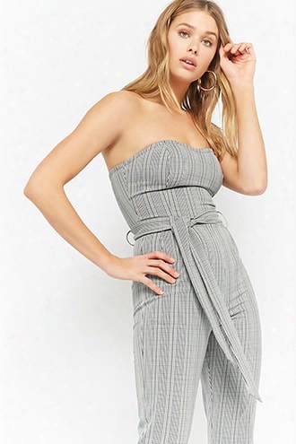 Strapless Glen Plaid Jumpsuit