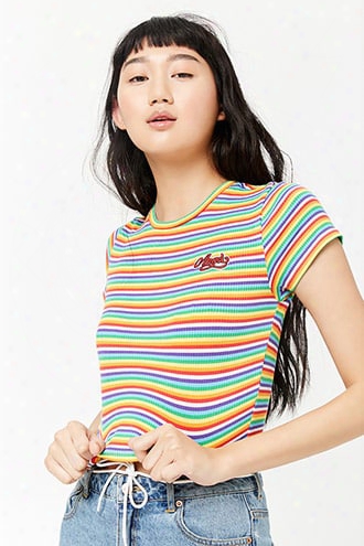 Striped Angel Graphic Crop Top