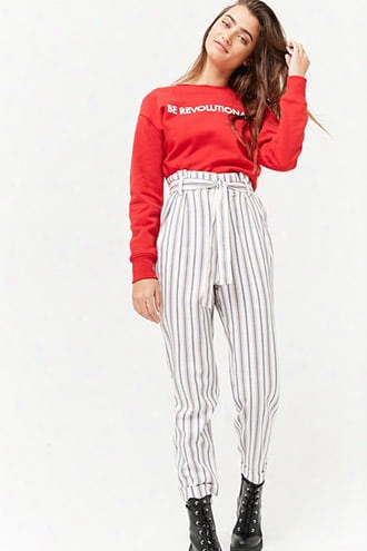 Striped Paperbag-waist Pants