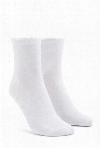 Textured Trim Crew Socks