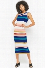 Ribbed Knit Striped Dress