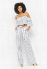 Striped Open-Shoulder & Palazzo Pants Set