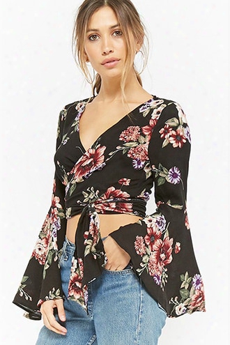 Tie-front Floral Crop Top