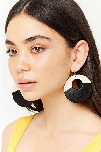 Wooden Drop Hoop Earrings