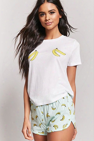Banana Graphic Pajama Tee & Shorts Set