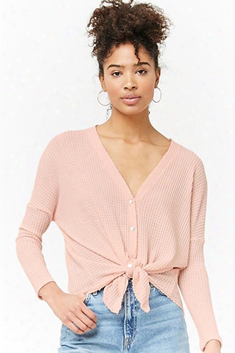 Button Front Sweater-knit Top