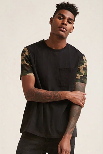 Camo-sleeve Pocket Tee