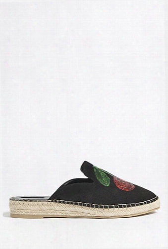 Cherry Faux Suede Espadrille Mules