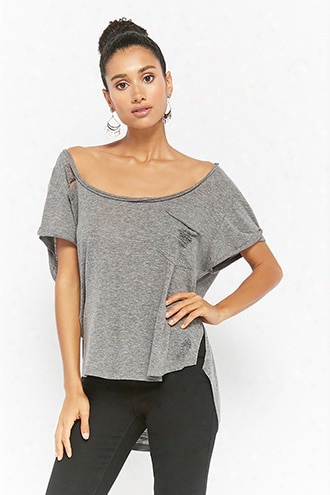 Distressed One-shoulder Tee