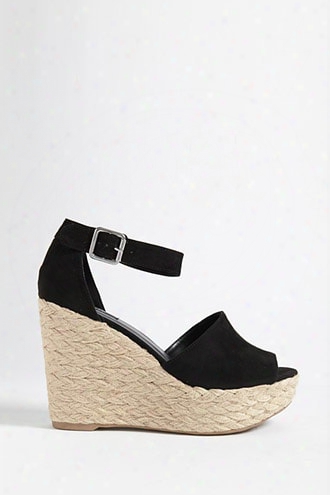 Faux Suede Espadrille Wedges