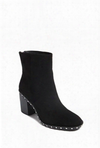 Faux Suede Studded Ankle Boots