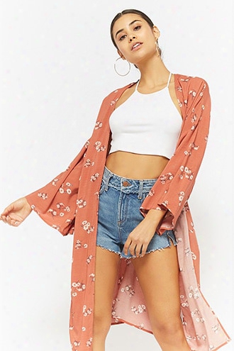 Floral Open-front Lace-up Kimono