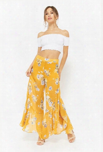 Floral Print Chiffon Pants