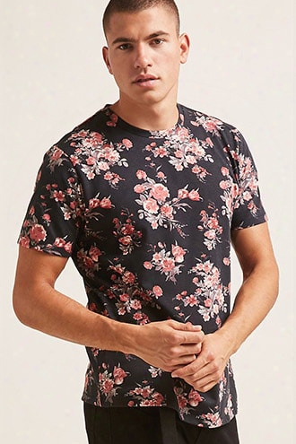 Floral Print Crew Neck Tee