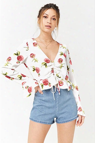 Floral Print Trumpet Sleeve Top