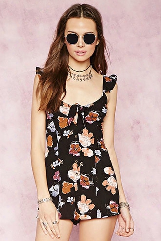 Floral Tie-front Romper