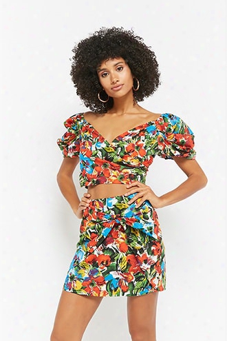 Floral Tie-front Skirt