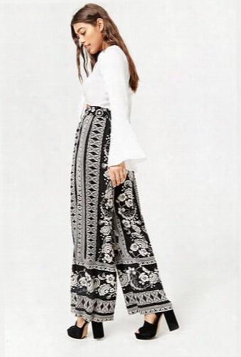 Floral Tribal-inspired Wide-leg Pants