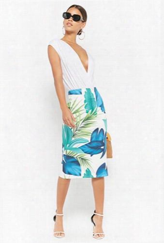 Foliage Print Pemcil Skirt