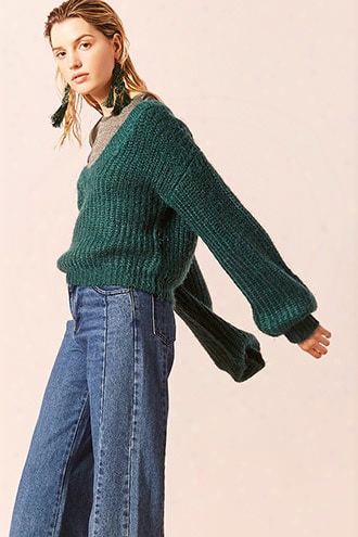 Fuzzy Ribbed Knit Sweater