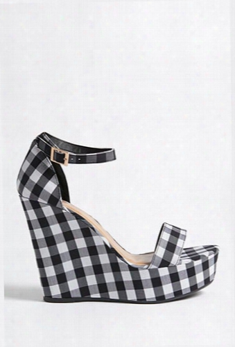 Gingham Ankle-strap Wedges