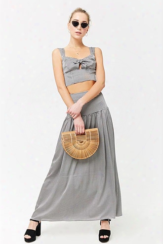 Gingham Drop-hem Maxi Skirt