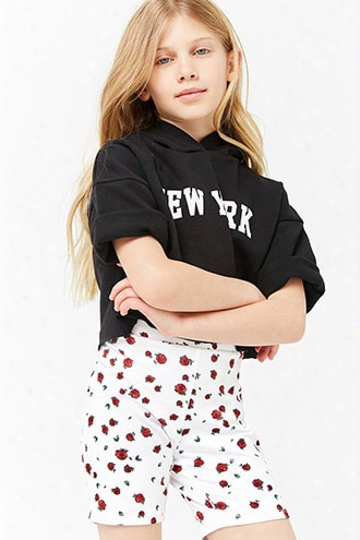 Girls Rose Print Bike Shorts (kids)