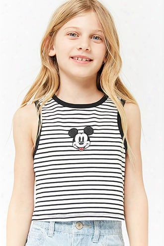 Girls Striped Mickey Mouse Graphic Tank Top (kids)