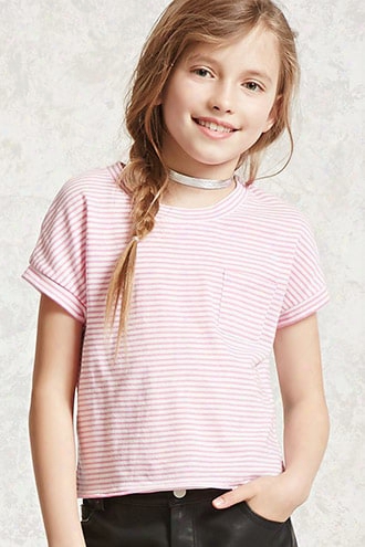 Girls Striped Pocket Tee (kids)