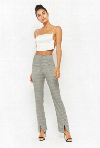 Glen Plaid Button-front Pants