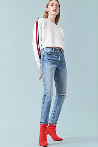 High-rise Knee-slit Mom Jeans