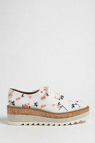 Jane And The Shoe Floral Cork-lined Platform Oxfords