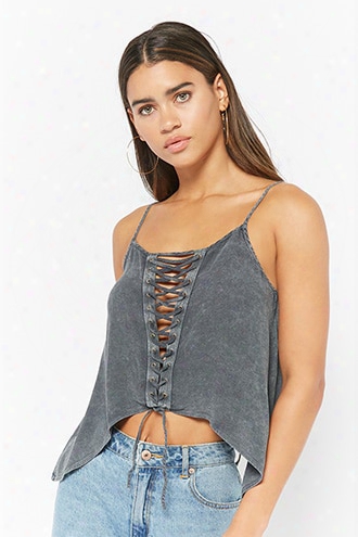 Lace-up Crescent Hem Top