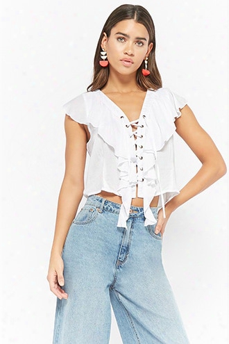 Lace-up Ruffle Top