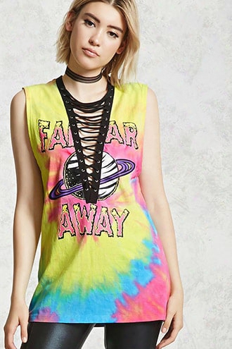 Lace-up Tie-dye Graphic Tee