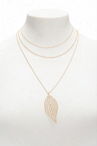 Layered Leaf Pendant Necklace