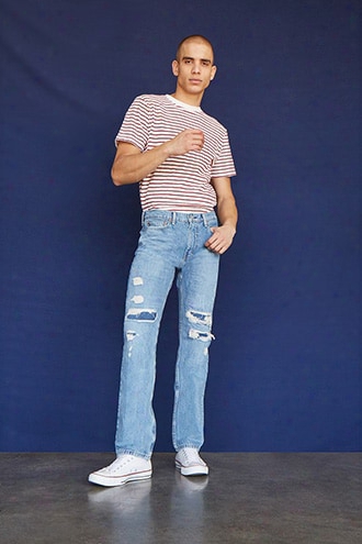 Levis 513 Slim Straight Distressed Jeans