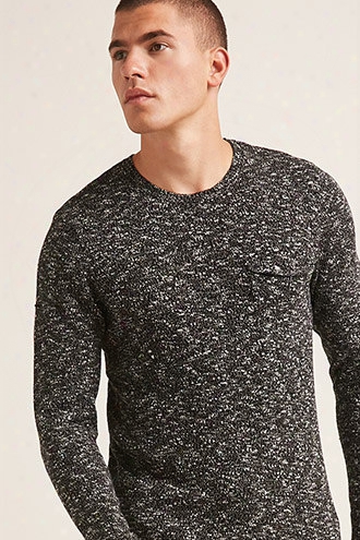 Marled Knit Pocket Sweater