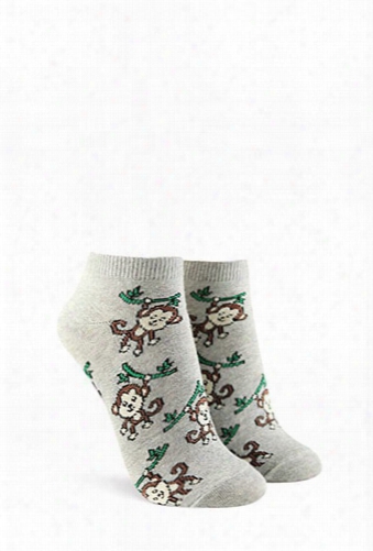 Monkey Graphic Ankle Socks