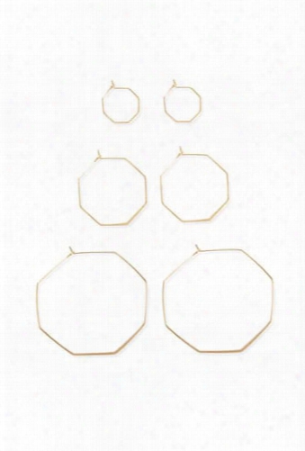 Octagon Hoop Earring Set